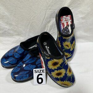 Two for One Price!!! Sloggers Waterproof Rain Shoes - Sunflower & Blue Leaf.